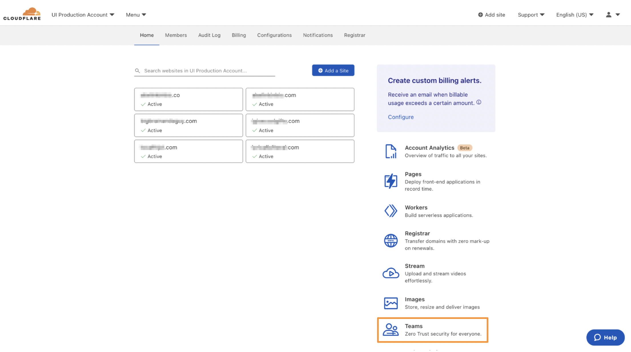 Cloudflare Dashboard Account Home