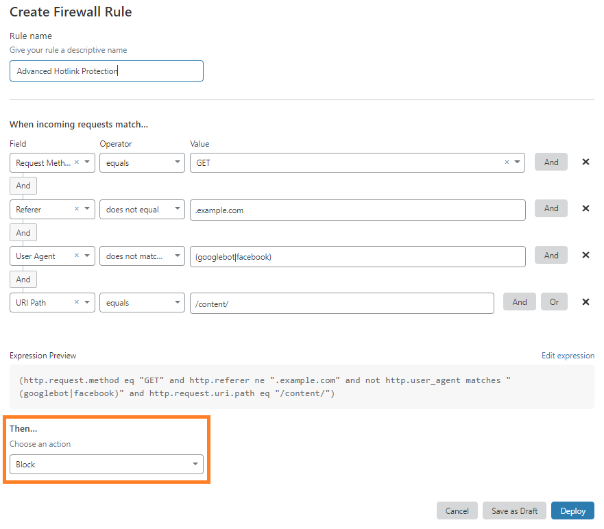 Create Firewall Rule page