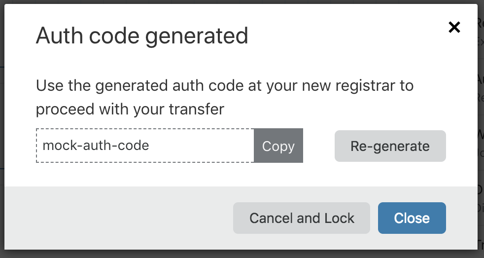Authorization code generation modal