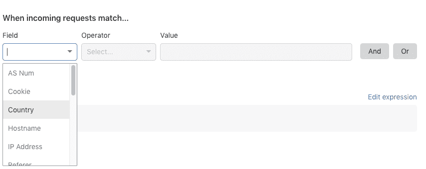 Selecting a field in the Expression Builder