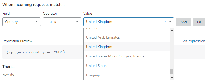 Entering a field value in the Expression Builder