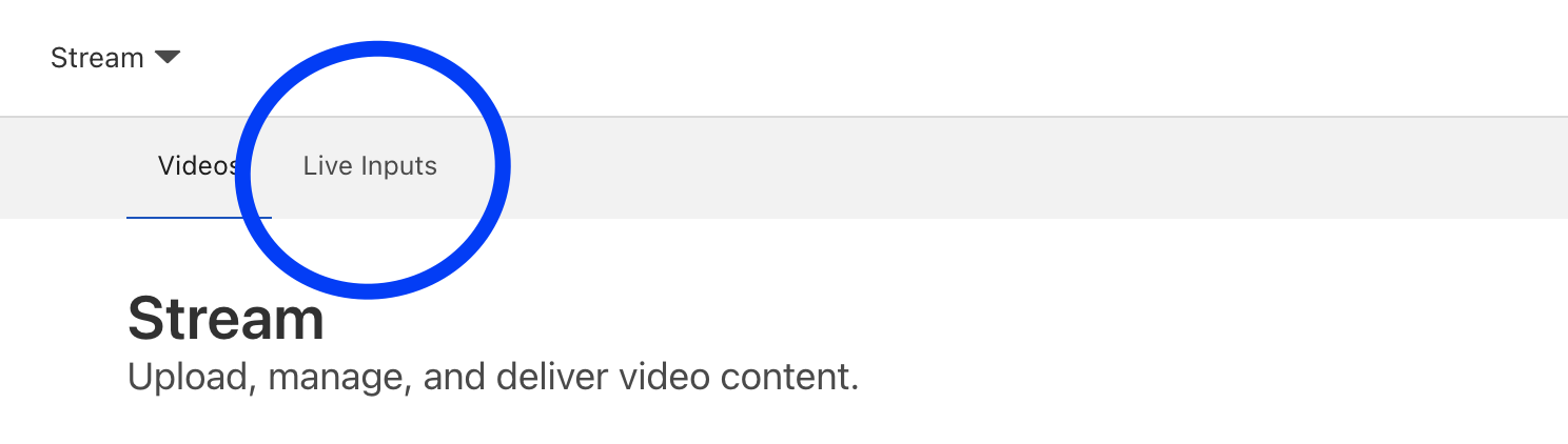 Start a live stream by choosing the Live Inputs tab